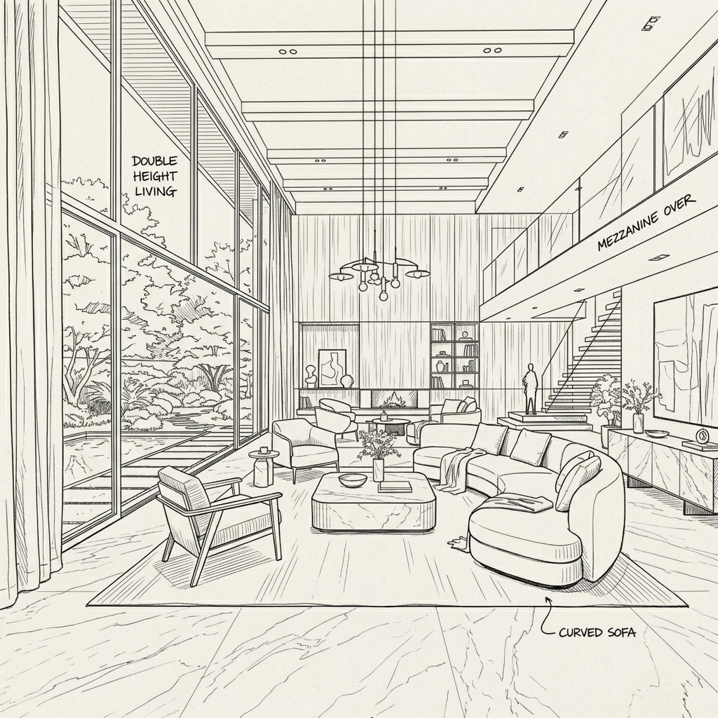 Raw interior space sketch